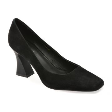 Pantofi eleganti EPICA negri, 5413, din piele intoarsa