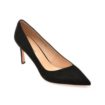 Pantofi eleganti EPICA PREMIUM negri, 23933, din piele intoarsa