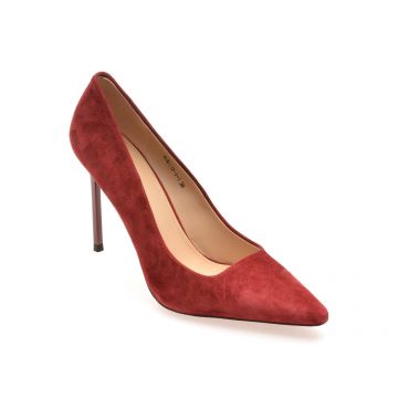 Pantofi eleganti EPICA PREMIUM rosii, X212, din piele intoarsa
