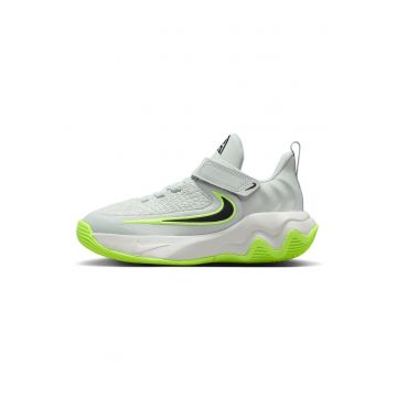 Pantofi Giannis Immortality 4 cu segment cu inchidere velcro pentru baschet - Gri deschis/Verde lime