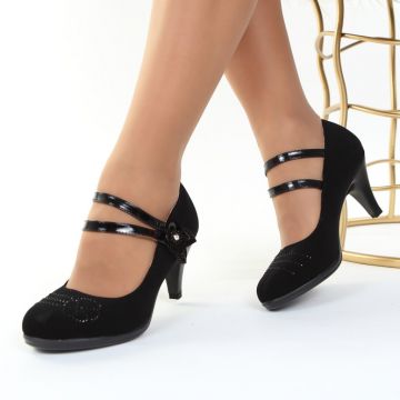 Pantofi negri cu toc Samyra