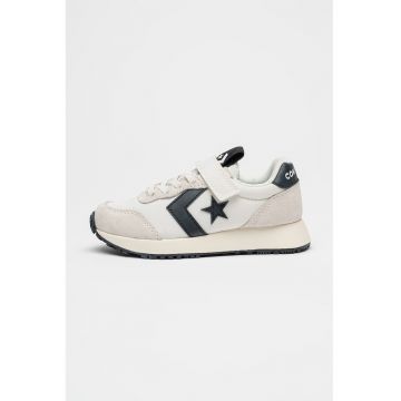 Pantofi sport cu garnituri de piele intoarsa Omega - Negru stins/Alb murdar