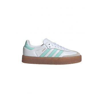 Pantofi sport de piele cu talpa plata Sambae - Alb/Verde menta