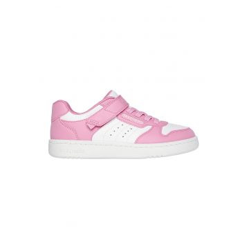 Pantofi sport Quick Street de piele ecologica cu velcro - Roz pastel/Alb optic
