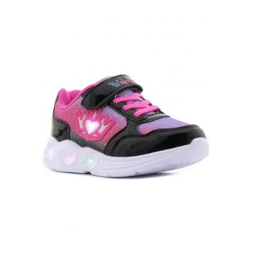 Pantofii bebeluși  - Regina - negri - intermitenți