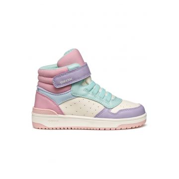 Tenisi inalti fete  piele ecologica - multicolor
