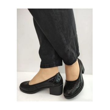 Pantofi Casual Dama  60011A 01-O Negri Croco - Negru