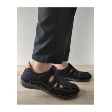 Pantofi Casual Perforati Barbati  9543 42-2 Navy Nubuck - Albastru