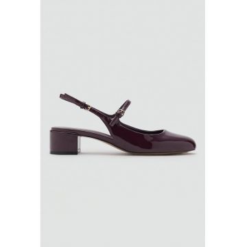 Pantofi slingback de piele sintetica lacuita