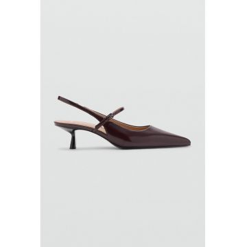 Pantofi slingback din piele ecologica cu toc kitten