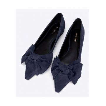 Balerini dama  piele intoarsa - bleumarin