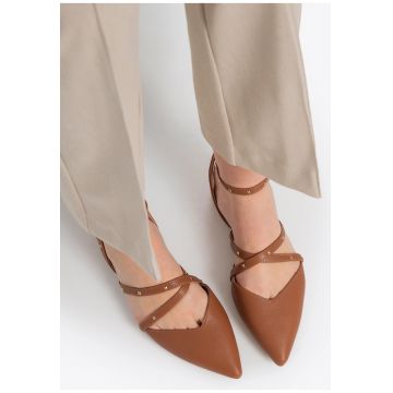Balerini dama  piele naturala - accente metalice - maro