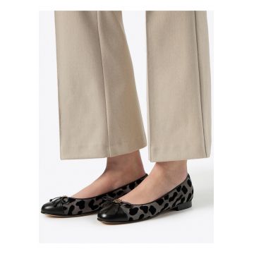 Balerini dama  piele naturala - imprimeu leopard - gri si negru