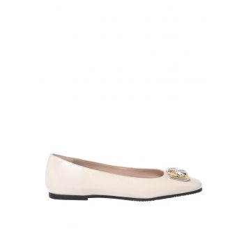 Balerini din piele cu detaliu metalic