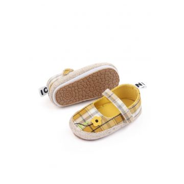 Balerini  In Carouri - Casual - Textil - Fete - Velcro - Galben