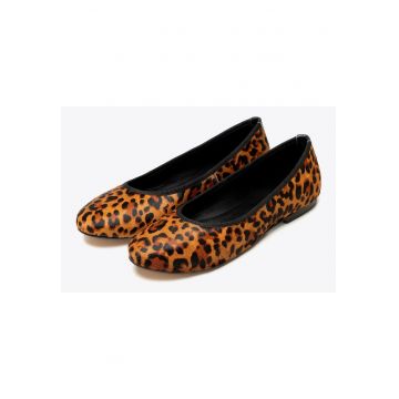Balerini  model animal - piele naturala - maro si negru