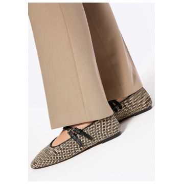 Balerini  poliuretan - negru si maro - cu barete reglabile - toc plat