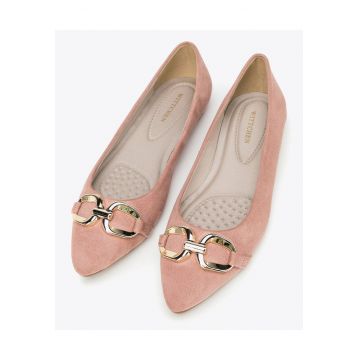 Balerini  roz prafuit - piele ecologica - catarama decorativa - tocul jos