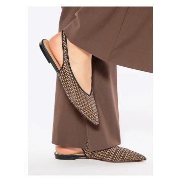 Balerini  stilati - toc deschis - culoare maro/negru - material sintetic