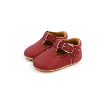 Pantofi  Cu Catarama Decorativa - Casual - Piele ecologica - Fete - Velcro - Visiniu