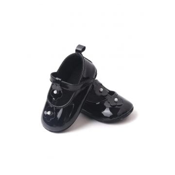 Pantofi  Cu Floricele - Casual - Piele ecologica - Fete - Velcro - Negru