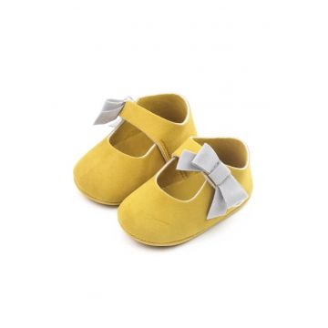 Pantofi  Cu Fundita - Casual - Textil - Fete - Velcro - Galben Mustar