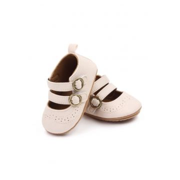Pantofi  Cu Model Ajurat - Casual - Piele ecologica - Fete - Velcro - Ivoire