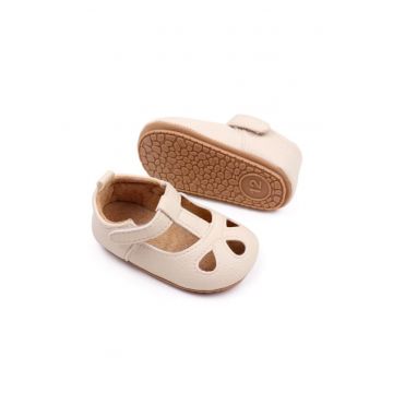 Pantofi  Cu Model Decupat - Casual - Piele ecologica - Fete - Velcro - Ivoire