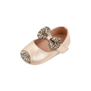 Pantofi  Cu Sclipici - Elegant - Piele ecologica - Fete - Velcro - Auriu
