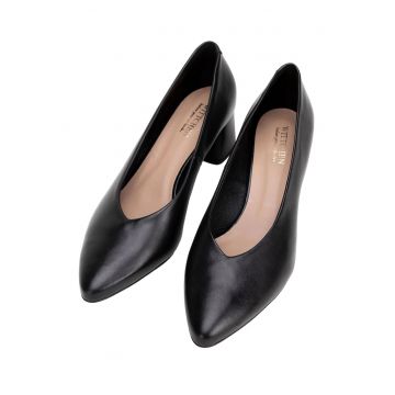 Pantofi dama  cu toc - piele naturala - negru