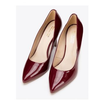 Pantofi dama -  stiletto clasic - piele lacuita - bordo -