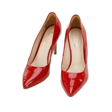 Pantofi dama -  stiletto - clasic - piele lacuita - rosu