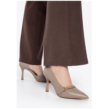 Pantofi dama -  toc stiletto - piele naturala - bej