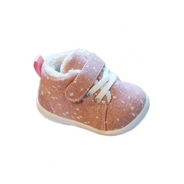 Pantofi  Imblaniti - Model Cu Picatele - Textil - Fete - Velcro - Roz