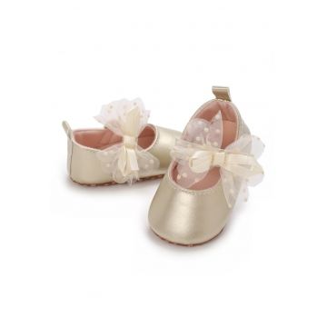 Pantofi  Model AL 13097 cu fundita tulle - Piele ecologica - Fete - Auriu
