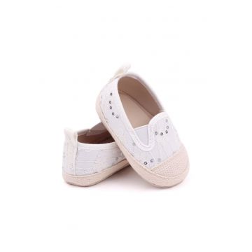 Pantofi  Model AL 13905 cu dantela si paiete - Textil - Ivoire