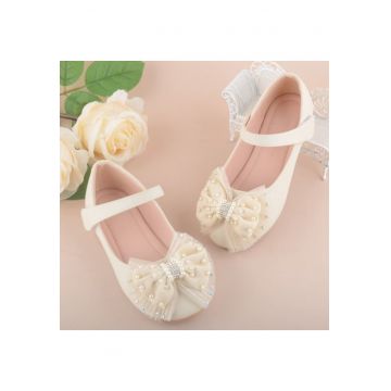 Pantofi  Model AL 15404 cu fundita - Piele ecologica - Cu bareta velcro - Ivoire -