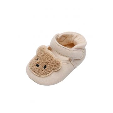 Pantofi  Model Ursulet - Textil - Fete - Velcro - Crem