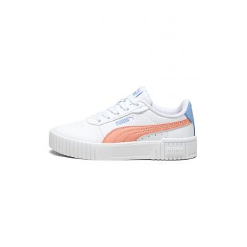 Pantofi sport de piele ecologica Carina - Alb/Piersica