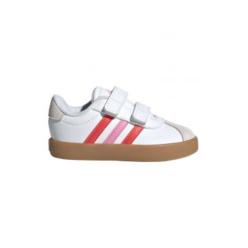 Pantofi sport de piele ecologica cu velcro VL Court - Rosu/Alb