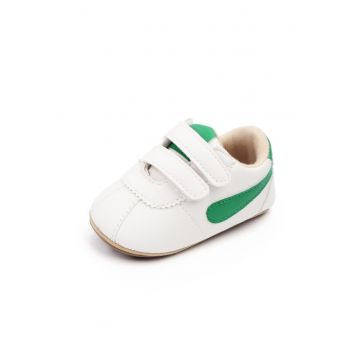 Pantofi Sport  Velcro - Piele ecologica - Alb/Verde