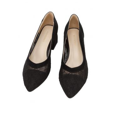 Pantofi transparenti dama  toc mic - piele naturala/sintetic - negru