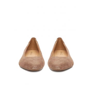 Balerini dama -  bej - piele naturala -
