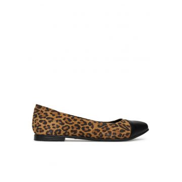 Balerini dama -  piele naturala - negru/maro