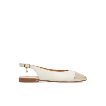 Balerini dama ROMI -  piele naturala - ecru/auriu -