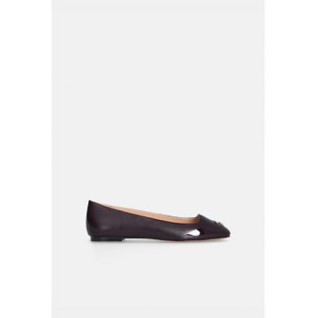 Balerini de piele cu varf patrat