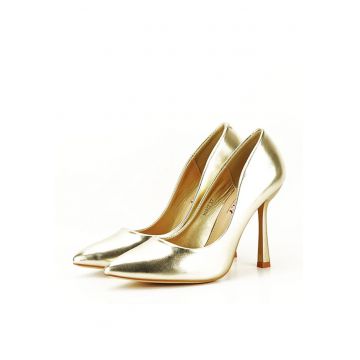 Pantofi aurii cu toc comod H1012 01 11397