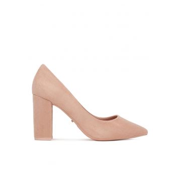 Pantofi dama -  model DZ0010 - roz - tesatura - cu toc