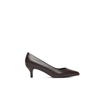 Pantofi dama -  toc - piele naturala - maro