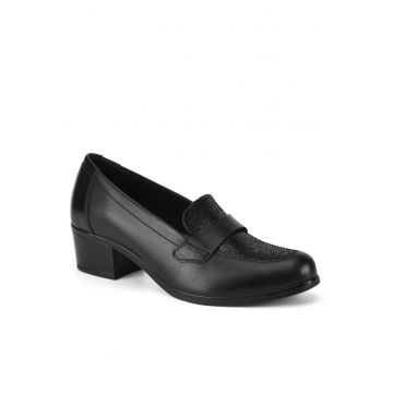 Pantofi dama -  toc - piele naturala - negru